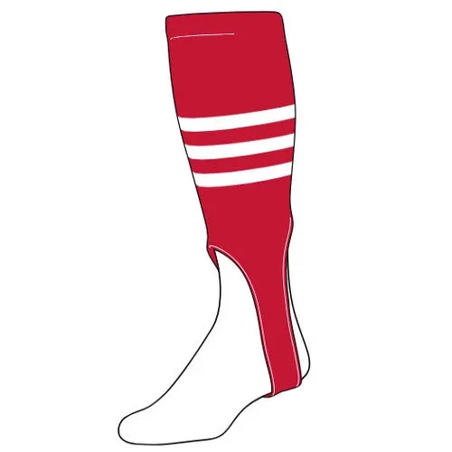 Stock Triple Stripe Baseball Stirrups Scarlet With White Stripes