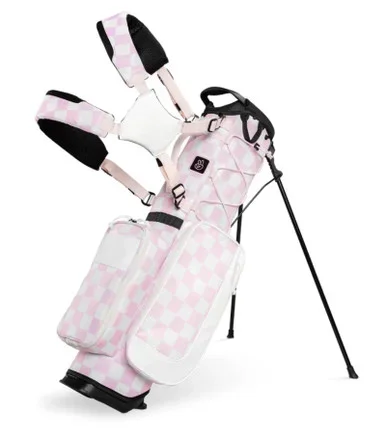 Sunday Golf Recess Girls Stand Bag for Ages 9-12 (Bag Height 31″) Pink White Checkered