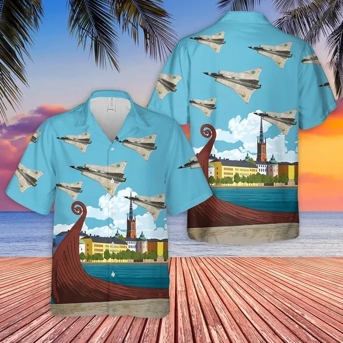 Swedish Air Force Saab 35 Draken Hawaiian Shirt – Fanshubus.com