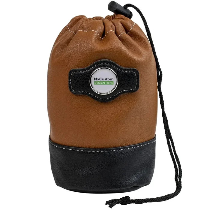 Synthetic leather drawstring pouch – Brown