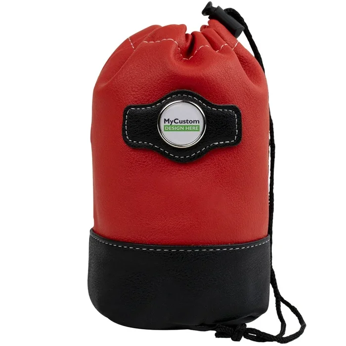 Synthetic leather drawstring pouch – Red