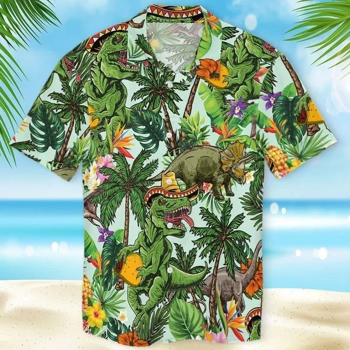 Taco T-rex Green Best Design Hawaiian Shirt- For men and women – Fanshubus – Fanshubus.com