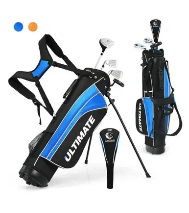 Tangkula Ultimate 4 Club Kids Golf Set for Ages 8-10 (50-57 inches) Blue