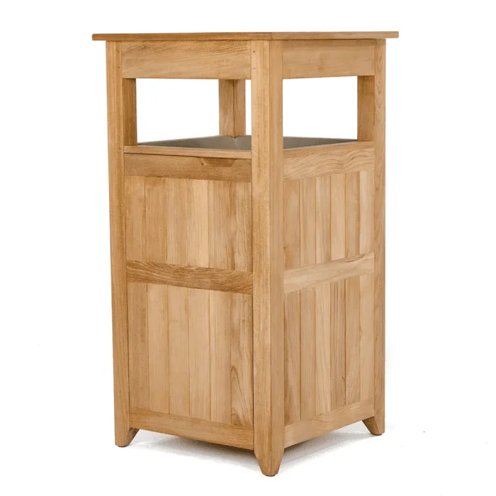 Teak Outdoor Towel Hamper or Trash Receptacle