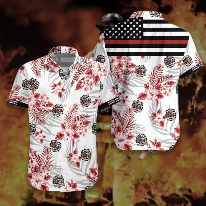 The Red Line Flag Firefighter Hawaiian Shirt- For men and women – Fanshubus – Fanshubus.com