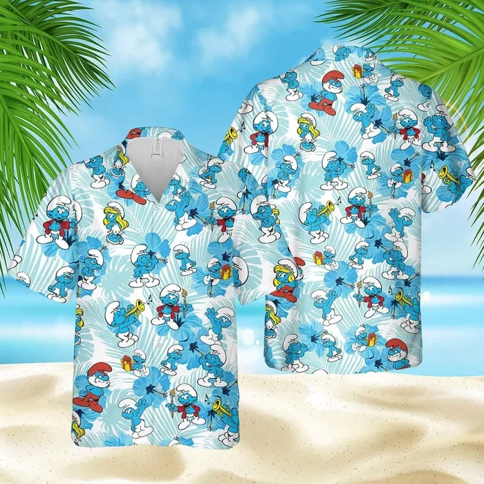 The Smurfs Hawaiian Aloha Shirt – Smurfette Hawaiian – Hawaiian Shirt For Women Men – For Men and Women – Fanshubus – Fanshubus.com