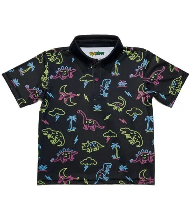 Tipsy Elves Neon Dinosaurs Toddler Golf Polo