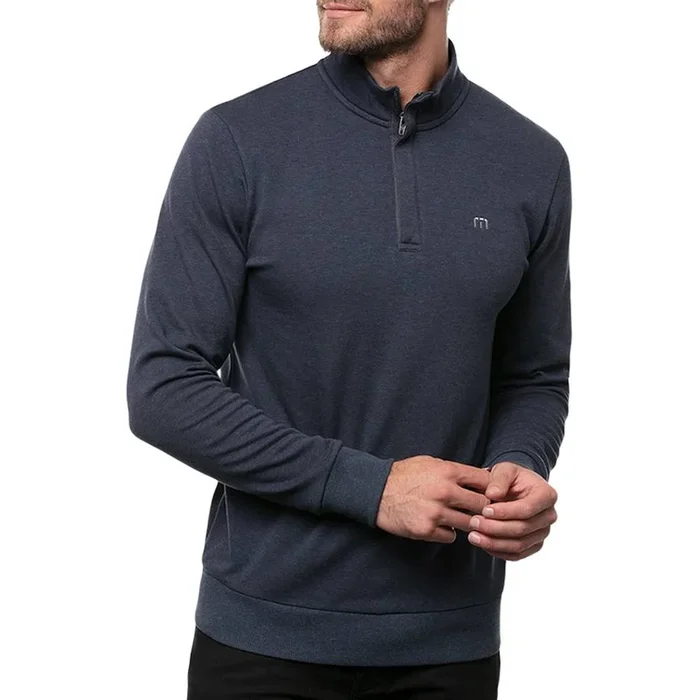 TravisMathew Cloud Quarter Zip 2.0 Golf Pullover Heather Blue – SS23 Men