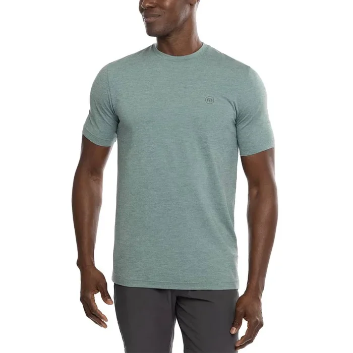 TravisMathew Scenic Vista Active Tee Golf T-Shirt Heather Silver Pine – 23 Men