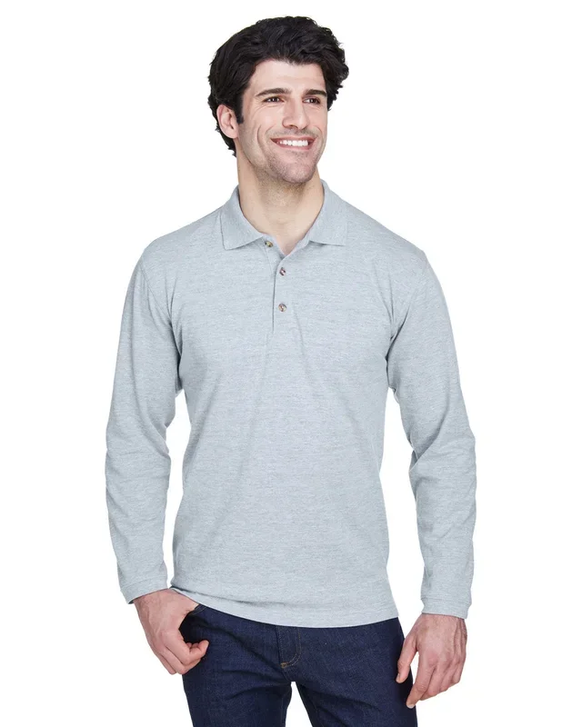 UltraClub Adult Long-Sleeve Classic Piqué Polo