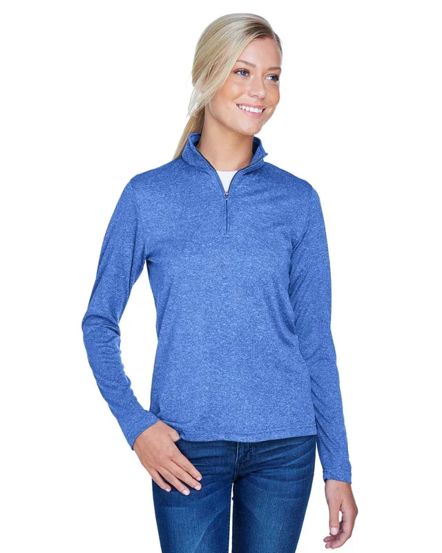 UltraClub Ladies’ Cool & Dry Heathered Performance Quarter-Zip