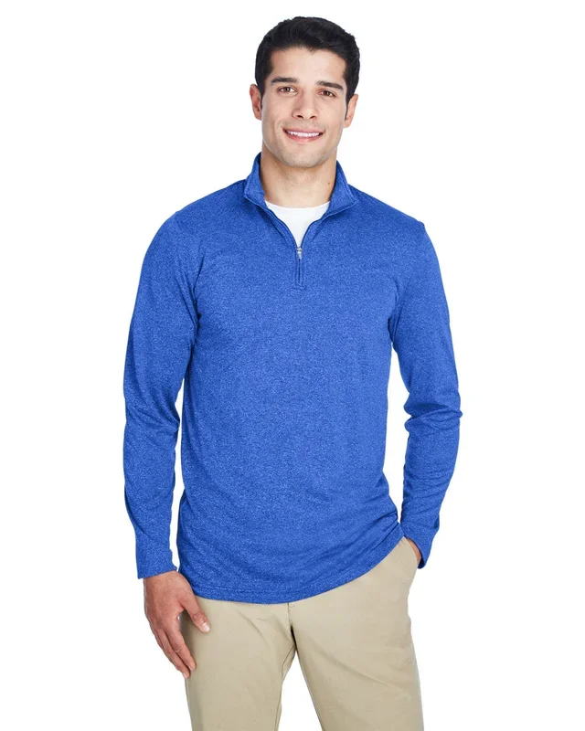 UltraClub Men’s Cool & Dry Heathered Performance Quarter-Zip