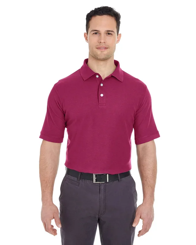 UltraClub Men’s Platinum Honeycomb Piqué Polo
