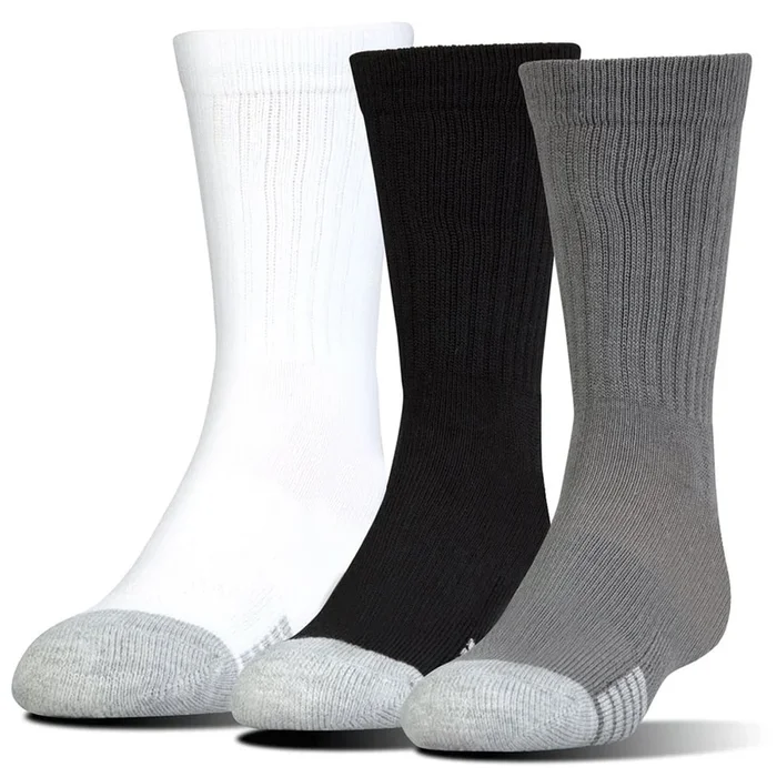Under Armour Heatgear Crew Socks (3 Pack) – Black/Steel/White