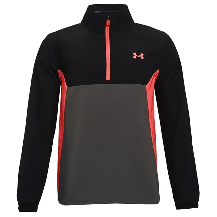 Under Armour Junior Storm Windstrike 1/2 Zip Midlayer – Black/Venom Red