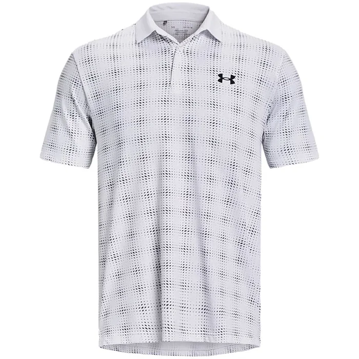 Under Armour Playoff 3.0 Dueces Grid Printed Polo Shirt – White/Midnight Navy