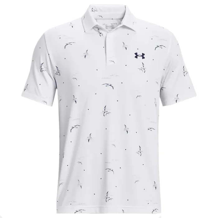 Under Armour Playoff 3.0 Printed Polo Shirt – White/Midnight Navy