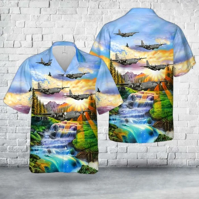US Air Force Minnesota Air National Guard 109th Airlift Squadron C-130H Hercules Hawaiian Shirt – Fanshubus.com