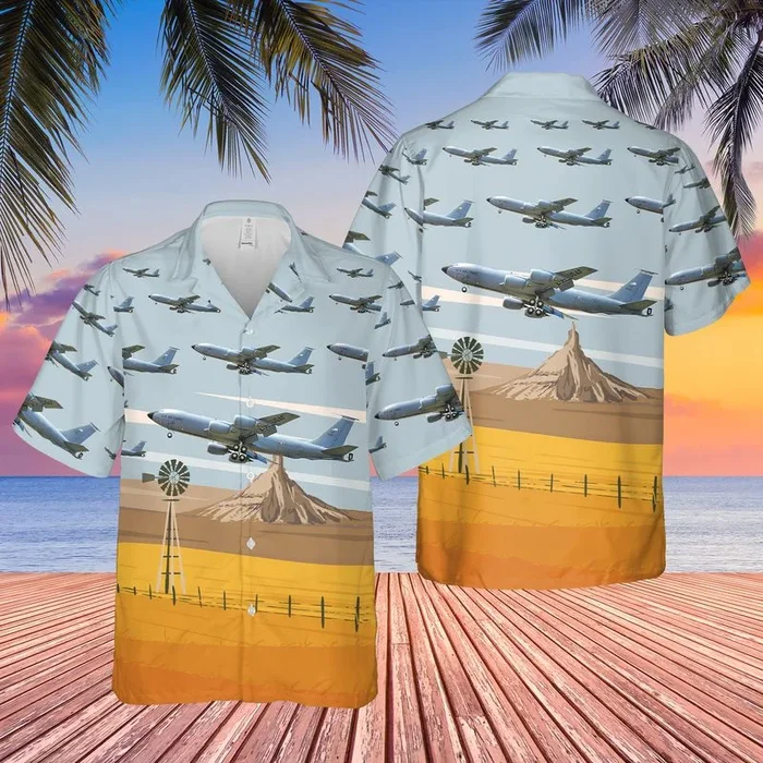 US Air Force Nebraska Air National Guard 155th Air Refueling Wing Boeing KC-135R Stratotanker Hawaiian Shirt – Fanshubus.com