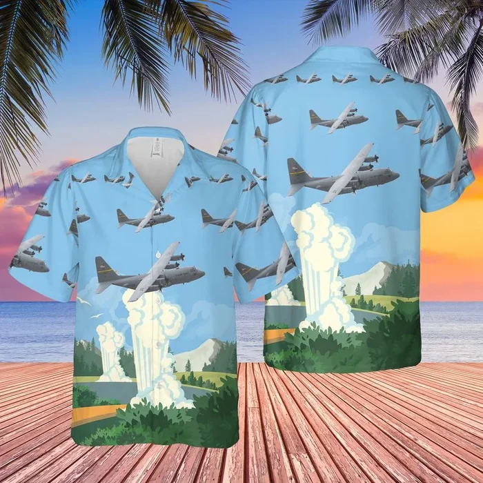 US Air Force Wyoming Air National Guard 153d Airlift Wing C-130H Hercules Hawaiian Shirt – Fanshubus.com