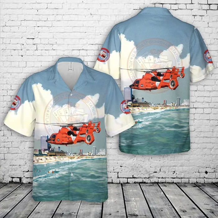 US Coast Guard Air Station Atlantic City MH-65E Dolphin Hawaiian Shirt – Fanshubus.com