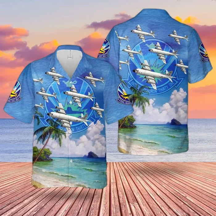 US Navy P-3 Orion Of Patrol Squadron 31 VP-31 “Black Lightnings” Hawaiian Shirt – Fanshubus.com