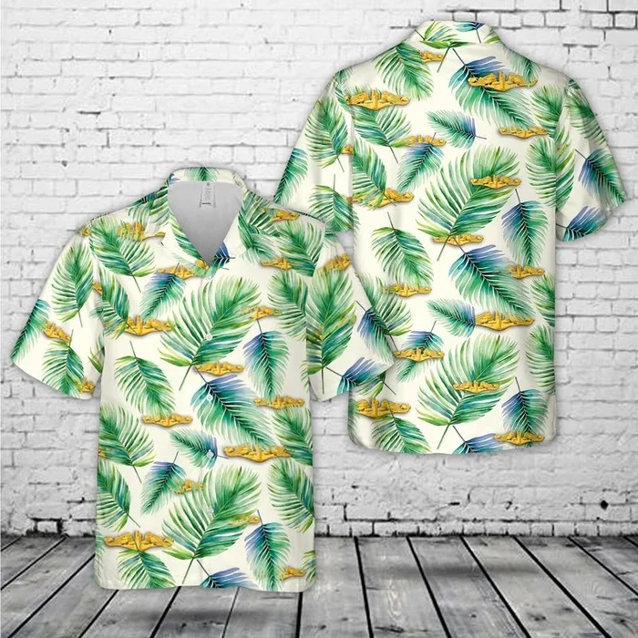 US Navy Submarine Warfare insignia Gold Hawaiian Shirt – Fanshubus.com