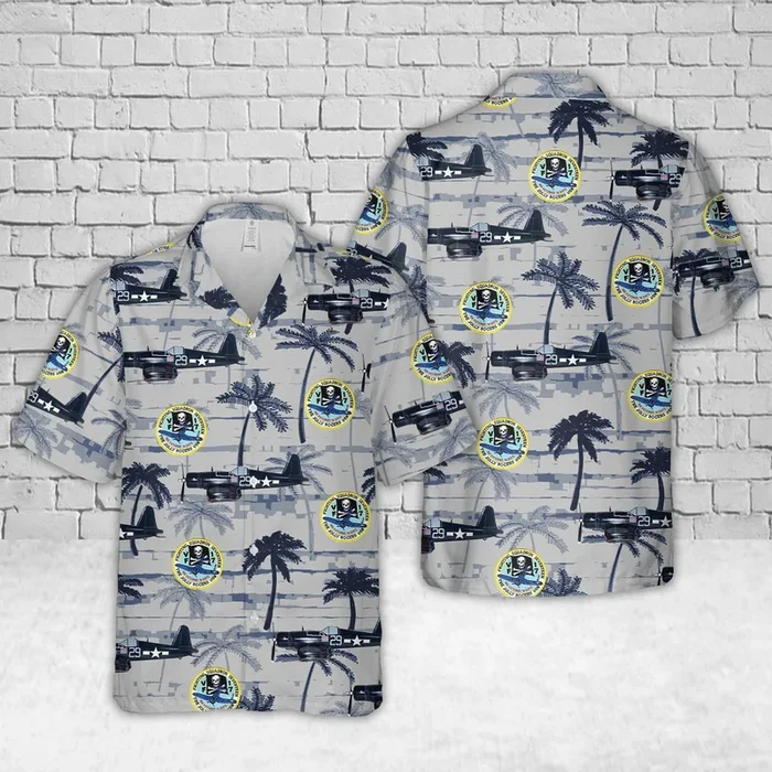 US Navy VF-17 “Jolly Rogers” F4U In WWII Hawaiian Shirt – Fanshubus.com