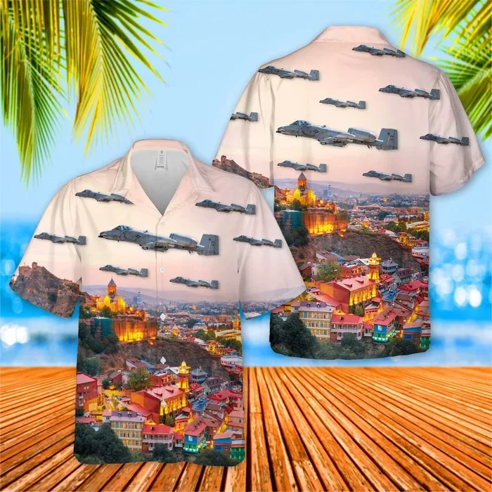 USAF 75th Fighter Squadron “Tiger Sharks” Fairchild Republic A-10C Thunderbolt II Hawaiian Shirt – Fanshubus.com
