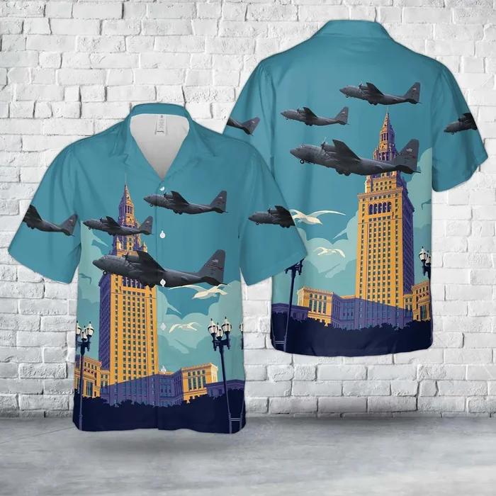 USAF Ohio Air National Guard 164th Airlift Squadron, 179th Airlift Wing C-130H Hawaiian Shirt Hawaiian Shirt – Fanshubus.com