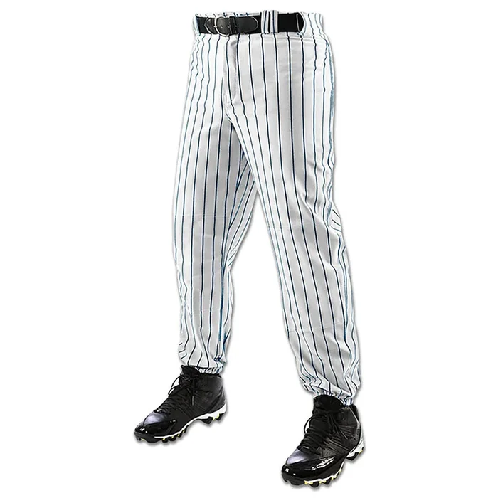 Used Champro Boys’ Triple Crown Pinstripe Polyester Baseball Pants Youth-Medium-White-Navy Pin