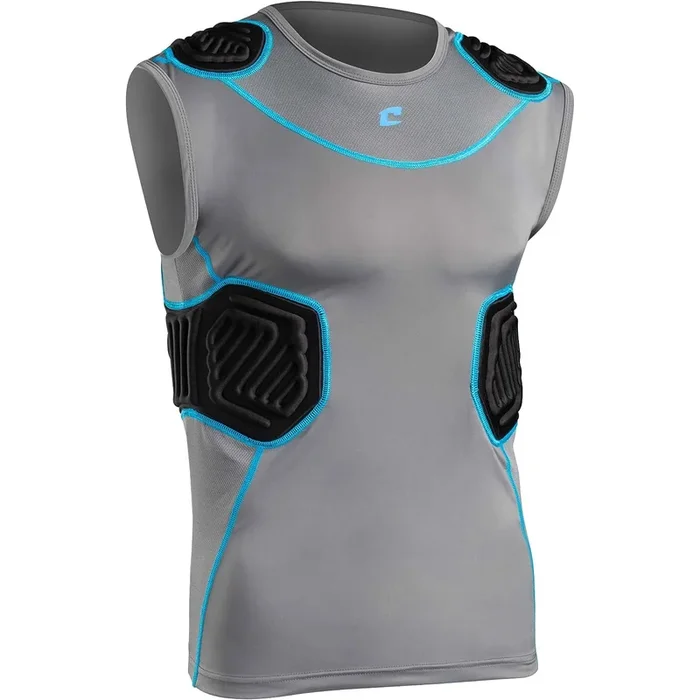 Used Champro Bull Rush Compression Shirt-CHARCOAL BODY, BLACK INSET-M-YOUTH