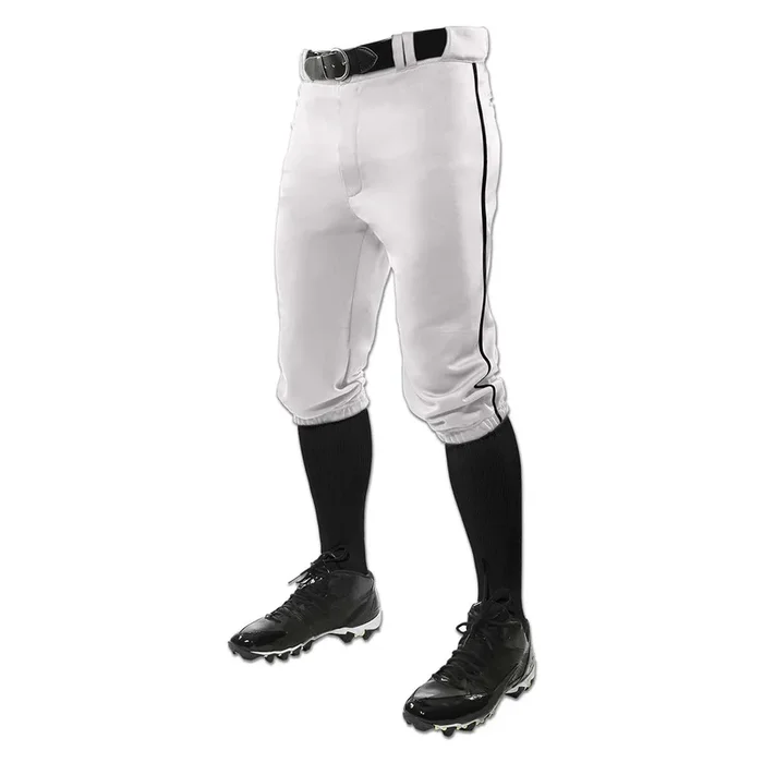 Used Champro Triple Crown Knicker Style Youth Baseball Pants with Side Piping/Braid-X-Large-White-Black Pipe