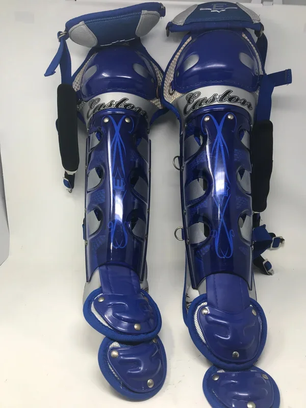 Used Easton Leg Guards Synergy Large Royal/Silver Adult Fastpitch Catchers