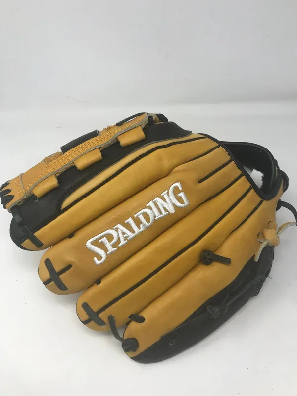 Used Spalding True to the Game 12″ RHT Web Fielding Glove with Open Back Yellow