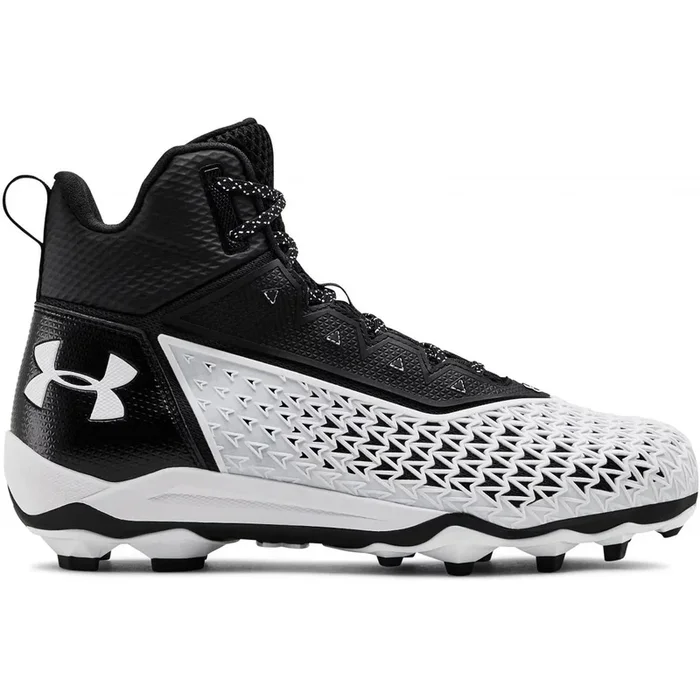 Used Under Armour Men’s Hammer MC Football Shoe – Black-White – 10