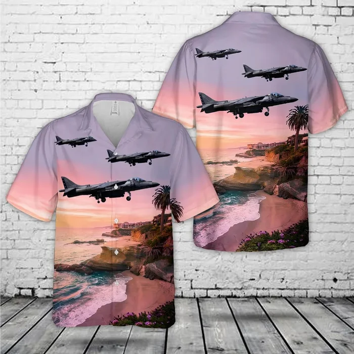 USMC AV-8B Harrier, Mag-14, VMA-231, CG-12 #165364, Ace of Spades Hawaiian Shirt – Fanshubus.com