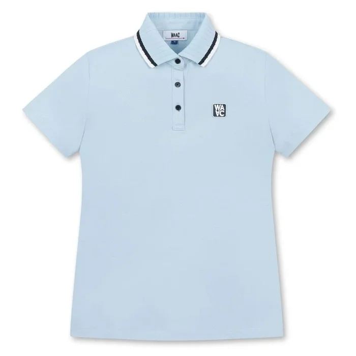 WAAC Rib Collar Shortsleeve Golf Polo Light Blue – 23 Women