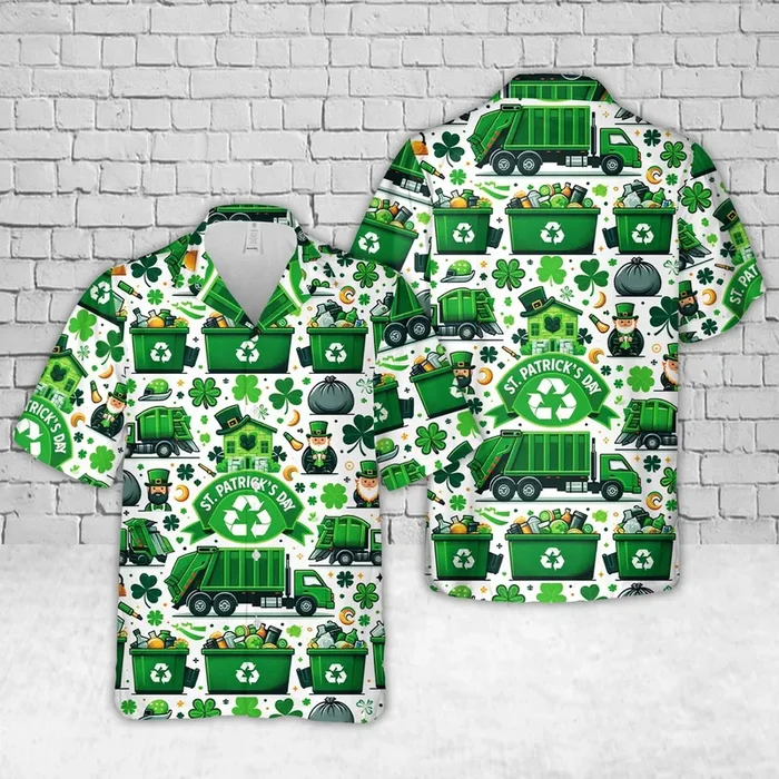 Waste Management St. Patrick’s Day Hawaiian Shirts, Shamrock Hawaiian Shirt – Fanshubus.com