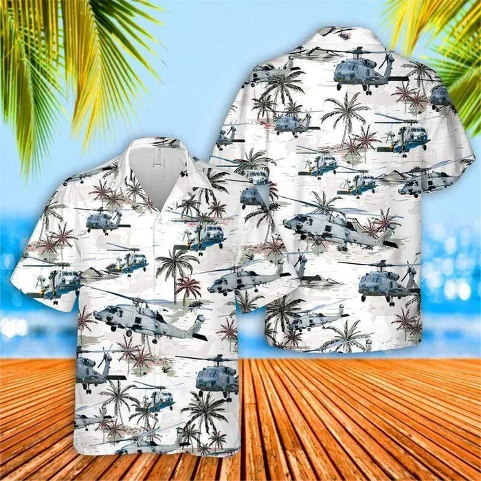 White Sikorsky Seahawk Unisex Hawaiian Shirts- For men and women – Fanshubus – Fanshubus.com
