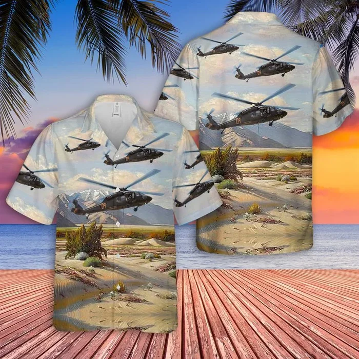 Wyoming Army National Guard UH-60 Black Hawk helicopter Hawaiian Shirt – Fanshubus.com